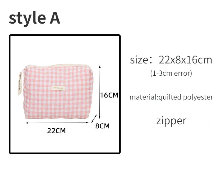 Quilted Cotton Ladies Travel Storage Bag Retro Cherry Women's Cosmetic Bags Cute Design Girls Pencil Case Makeup Bag Handbags